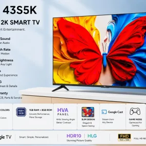 QLED FHD SMART -TCL Bezel less Dolby WIFI Google TV 43S5K